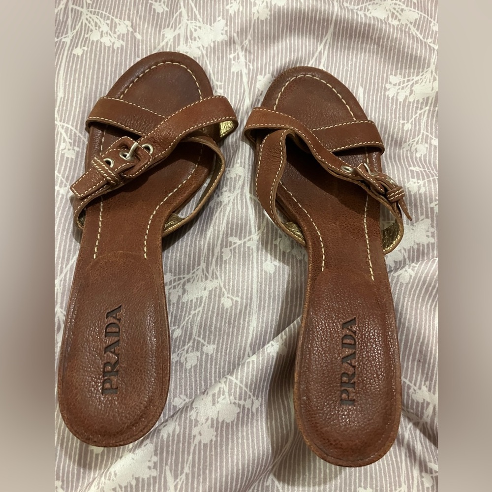 Prada size 9.5 u.s. 40 European size brown women’s leather sandals